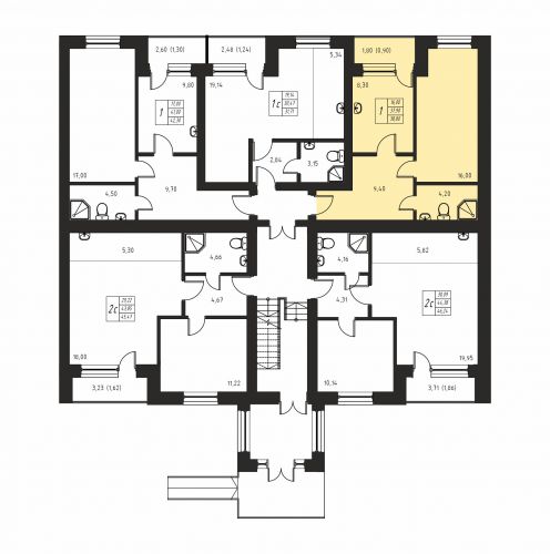 1-комнатная, квартира, 37.9 м²
