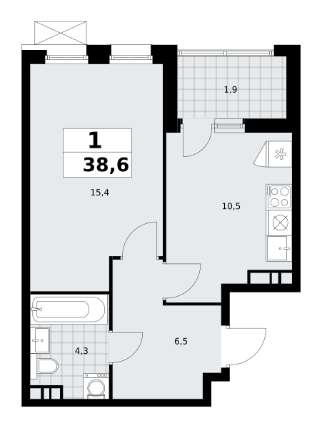 1 комната до 38.6