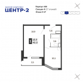 1-комнатная квартира 40 м²