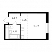 1-комнатная квартира 27,38 м²