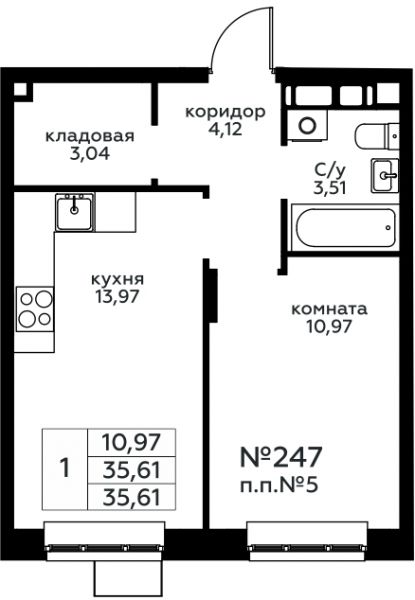 1 комната до 35.61