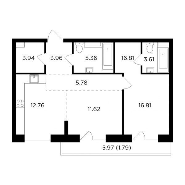 2 комнаты до 65.63
