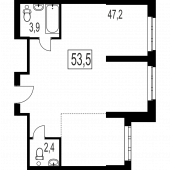 2-комнатная квартира 53,5 м²
