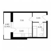 1-комнатная квартира 22,65 м²