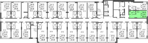 1-комнатная квартира 22,4 м²
