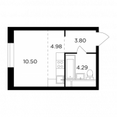 1-комнатная квартира 23,57 м²