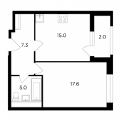 1-комнатная квартира 46,9 м²