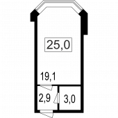 1-комнатная квартира 25 м²