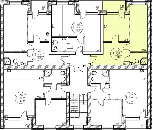 1-комнатная, квартира, 36.6 м²