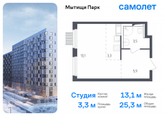 1-комнатная квартира 25,3 м²