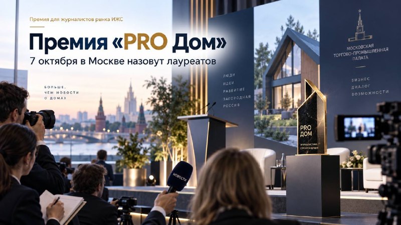 Победителей премии для журналистов рынка ИЖС «PRO Дом» объявят 7 октября в Москве