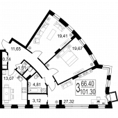 3-комнатная квартира 101,3 м²