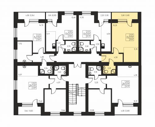 1-комнатная, квартира, 27.5 м²