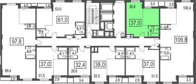 1-комнатная квартира 37 м²