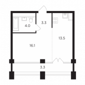 1-комнатная квартира 41,75 м²