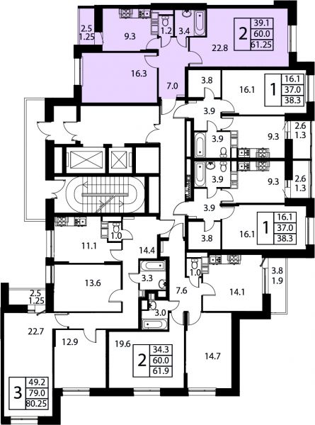 2 комнаты до 61.25