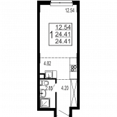 1-комнатная квартира 24,41 м²