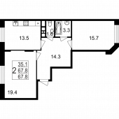 2-комнатная квартира 67,8 м²