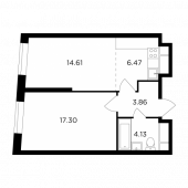 2-комнатная квартира 46,37 м²