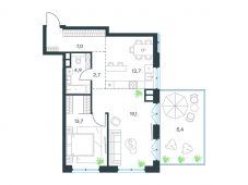 2-комнатная квартира 66,98 м²