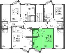 1-комнатная квартира 39,3 м²