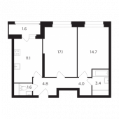 2-комнатная квартира 58,33 м²