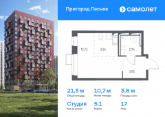 1-комнатная квартира 21,3 м²