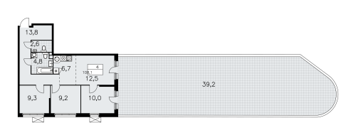 Многокомнатная, 108.1 м²