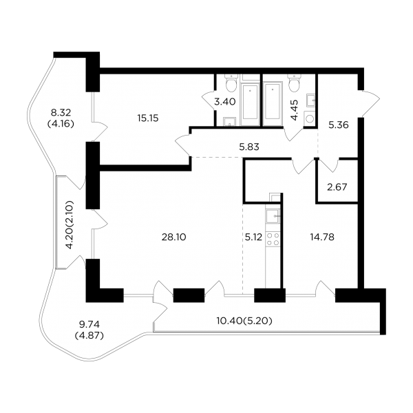 3 комнаты до 101.19
