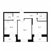 2-комнатная квартира 56,8 м²