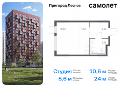 1-комнатная квартира 24 м²