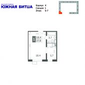 1-комнатная квартира 27,8 м²