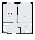2-комнатная квартира 47,9 м²