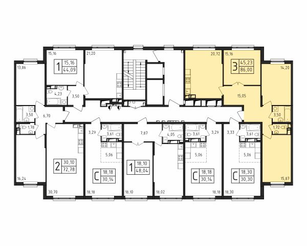 3 комнаты до 86