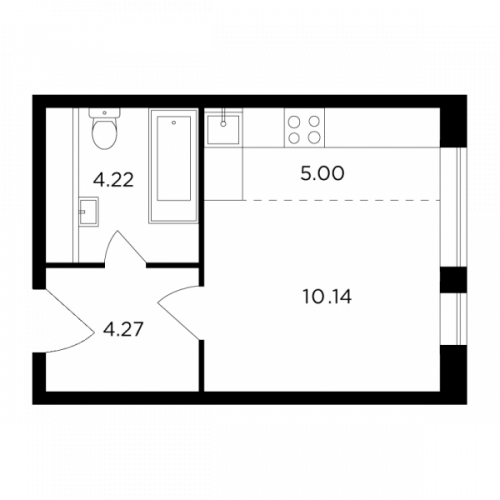 Студия, 23.63 м²