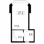 1-комнатная квартира 27,2 м²