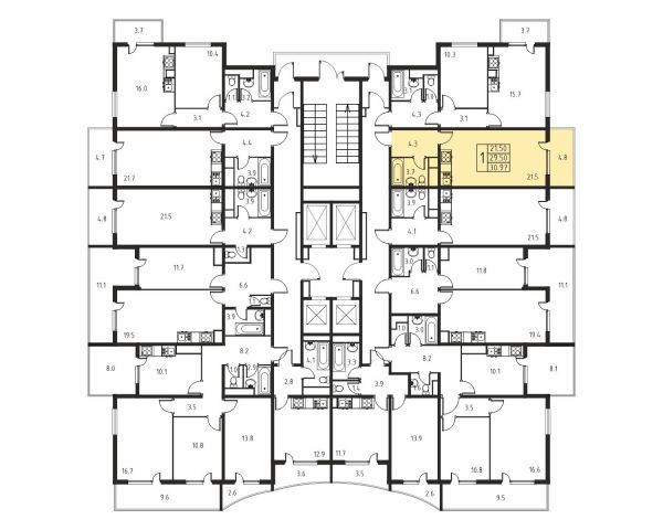 1-комнатная, квартира, 29.5 м²