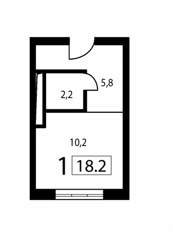 Студия, 18.2 м²