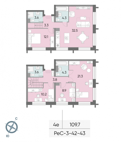 Многокомнатная, 109.7 м²