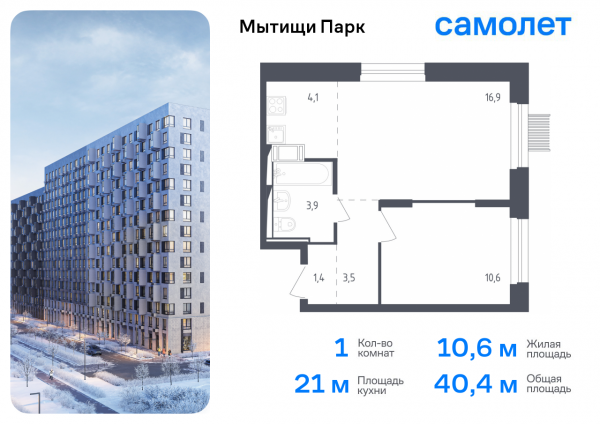1 комната до 40.4