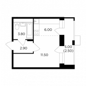 1-комнатная квартира 26,7 м²