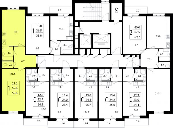 1 комната до 52.8