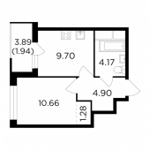 1-комнатная квартира 32,65 м²