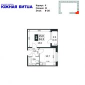 1-комнатная квартира 34,3 м²