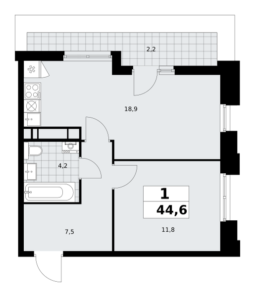 1 комната до 44.6