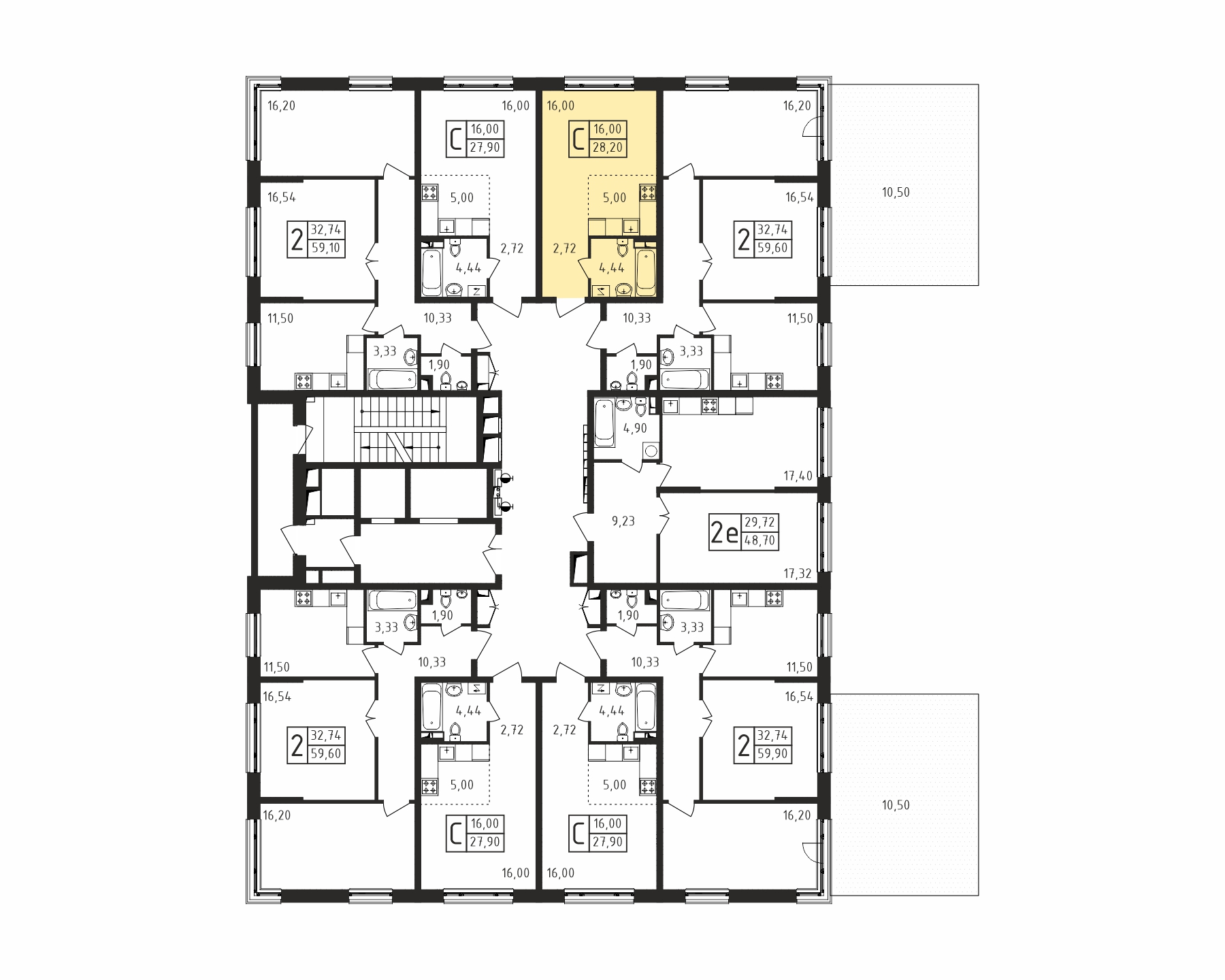 Квартира-студия №3, 28,2 м² за 4,37 млн руб. в ЖК «Серебро» - планировка