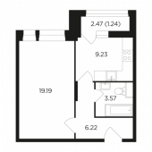 1-комнатная квартира 39,45 м²