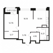 2-комнатная квартира 67,55 м²