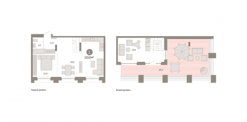 1-комнатная, квартира, 113.6 м²