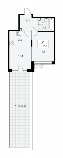 2 комнаты до 49.2